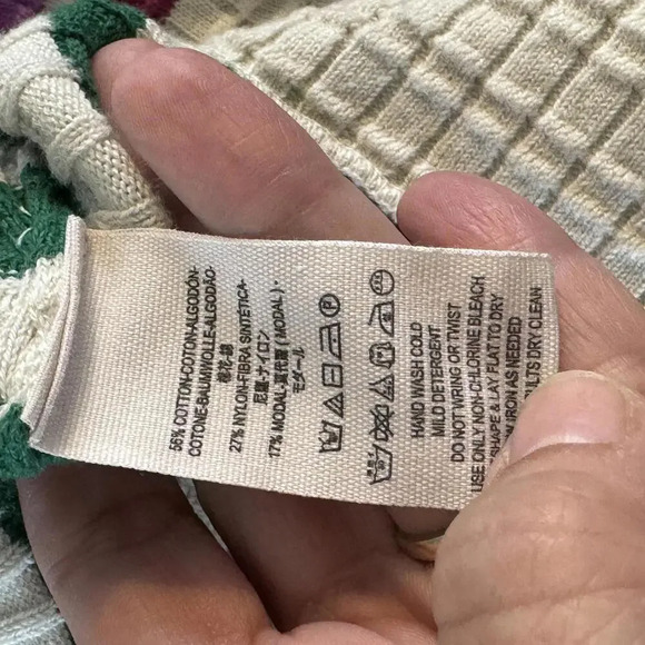 Free People Gidget Knit cotton purple green striped long sleeve dress size XS - Picture 6 of 8